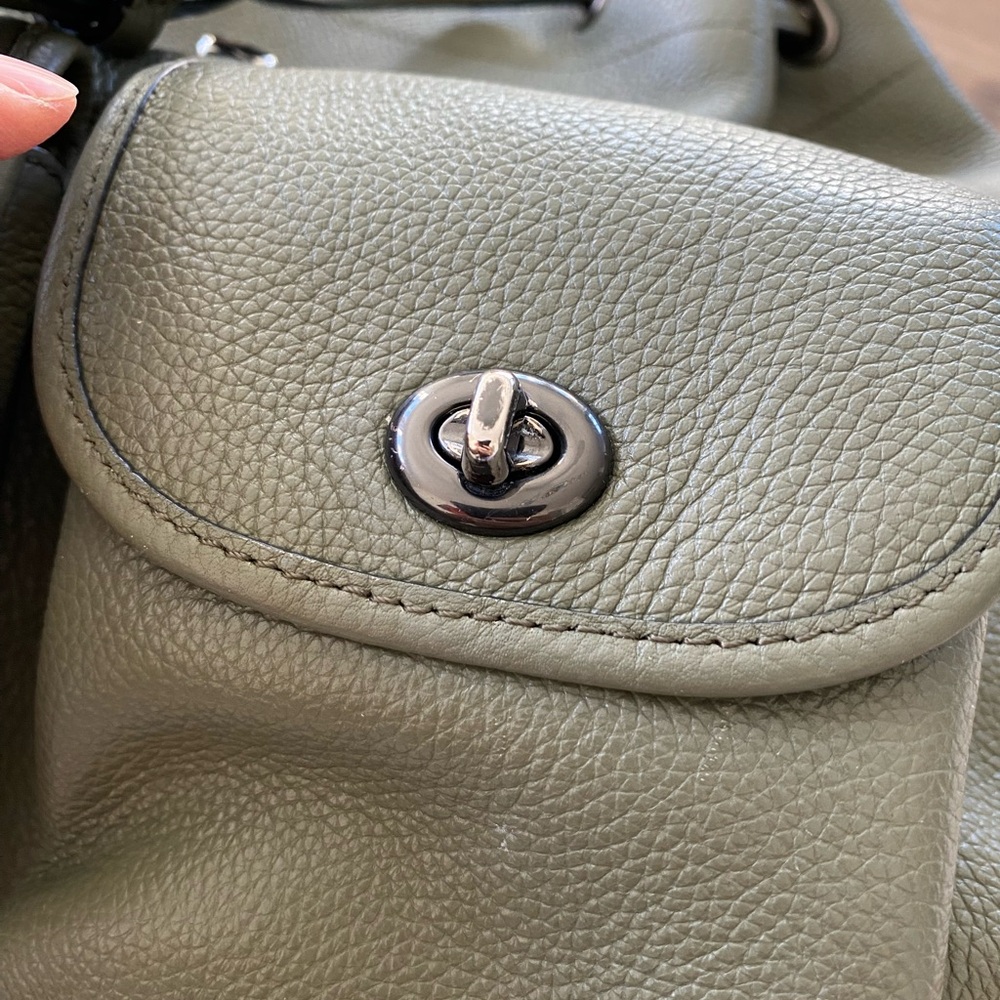 COACH Backpack in Army Green and Neon Orange - Picture 12 of 16
